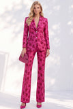 Fuchsia Floral Jacquard Peak Lapel 2-Piece Slim Fit Prom Suits