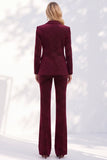 Burgundy Peak Lapel 2-Piece Slim Fit Work Suits