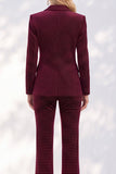 Burgundy Peak Lapel 2-Piece Slim Fit Work Suits