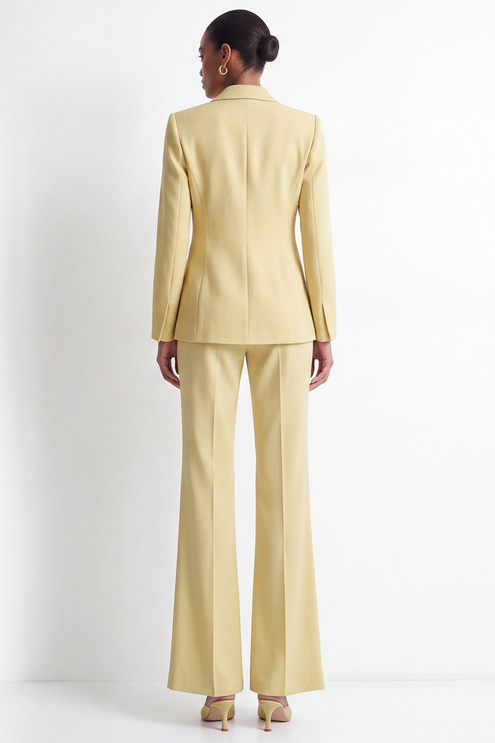 Yellow Peak Lapel 2-Piece One Button Work Suits with Slit