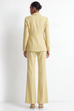 Yellow Peak Lapel 2-Piece One Button Work Suits with Slit