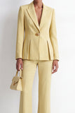 Yellow Peak Lapel 2-Piece One Button Work Suits with Slit