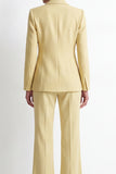 Yellow Peak Lapel 2-Piece One Button Work Suits with Slit