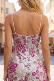 Sparkly Silver Floral Sequin Tight Short Homecoming Dress