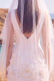 White Floral A Line V-Neck Short Wedding Dress