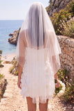Floral Beaded White Bodycon V-Neck Short Wedding Dress