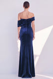 Burgundy Mermaid Ruched Velvet Off The Shoulder Long Formal Dress