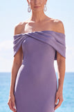 Grey Purple Mermaid Ruched Off the Shoulder Long Formal Dress
