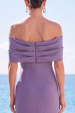 Grey Purple Mermaid Ruched Off the Shoulder Long Formal Dress
