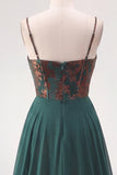 Dark Green Corset Floral Sheath Long Velvet Holiday Dress with Cape
