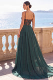 Dark Green Corset Floral Sheath Long Velvet Holiday Dress with Cape