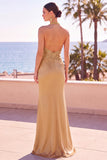Floral Blush Satin Sequin Mermaid Halter Ruched Long Formal Dress
