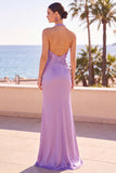 Floral Blush Satin Sequin Mermaid Halter Ruched Long Formal Dress