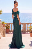 Sparkly Dark Green Sequins Mermaid Long Formal Dress with Sash