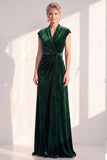 Dark Blue Velvet Sheath V-Neck Ruched Long Holiday Dress