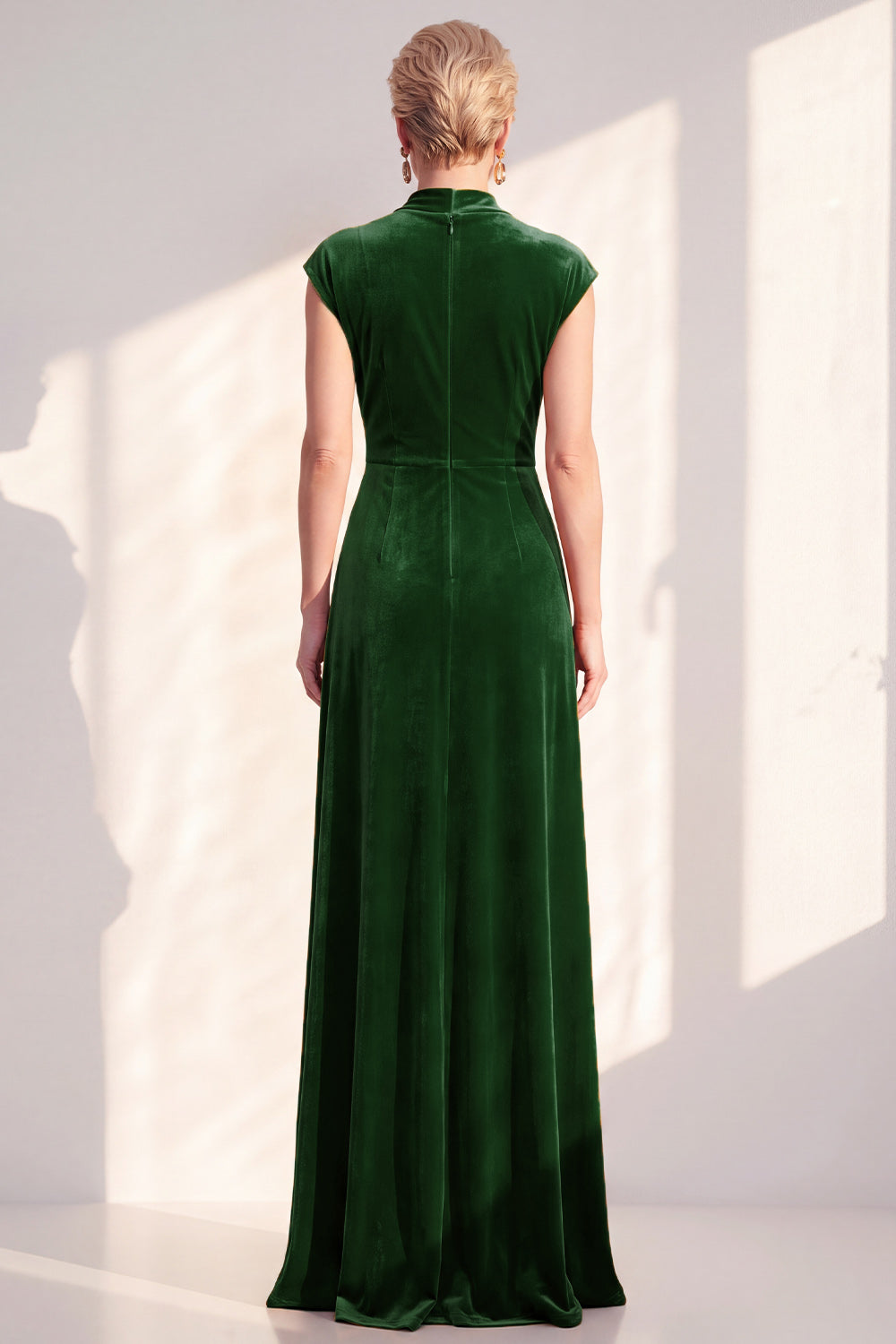 Dark Blue Velvet Sheath V-Neck Ruched Long Holiday Dress