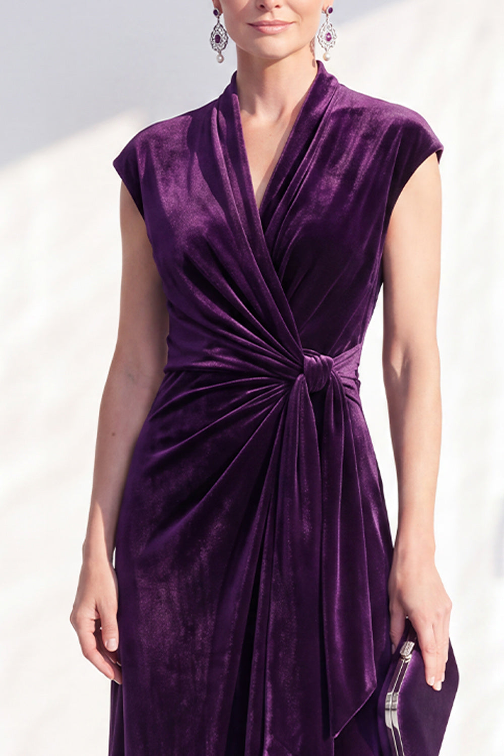 Dark Blue Velvet Sheath V-Neck Ruched Long Holiday Dress