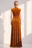 Dark Blue Velvet Sheath V-Neck Ruched Long Holiday Dress