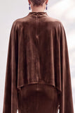 Blue Velvet Mermaid High Neck Beaded Long Holiday Dress with Cape