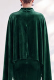 Blue Velvet Mermaid High Neck Beaded Long Holiday Dress with Cape