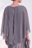 Blue Satin Mermaid Boat Neck Long Mother Of the Bride Dress with Cape