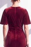 Burgundy Velvet Mermaid Ruched Long Holiday Dress with Sleeves