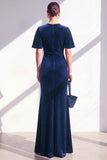 Burgundy Velvet Mermaid Ruched Long Holiday Dress with Sleeves