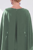 Burgundy Chiffon Bodycon Round Neck Midi Holiday Dress with Cape