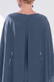 Burgundy Chiffon Bodycon Round Neck Midi Holiday Dress with Cape