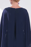 Burgundy Chiffon Bodycon Round Neck Midi Holiday Dress with Cape