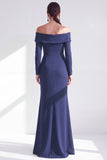 Dark Purple Mermaid Ruched Ruffled Long Sleeves Holiday Dress
