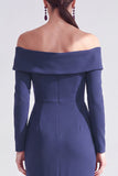 Dark Purple Mermaid Ruched Ruffled Long Sleeves Holiday Dress