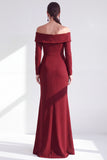 Dark Purple Mermaid Ruched Ruffled Long Sleeves Holiday Dress