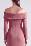 Dark Purple Mermaid Ruched Ruffled Long Sleeves Holiday Dress