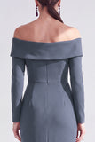 Dark Purple Mermaid Ruched Ruffled Long Sleeves Holiday Dress