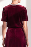 Coffee Velvet A Line Beaded Round Neck Maxi Holiday Dress with Sleeves