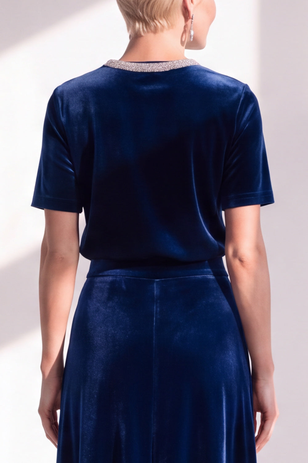 Coffee Velvet A Line Beaded Round Neck Maxi Holiday Dress with Sleeves