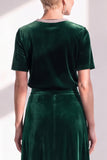Coffee Velvet A Line Beaded Round Neck Maxi Holiday Dress with Sleeves