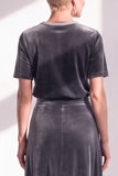 Coffee Velvet A Line Beaded Round Neck Maxi Holiday Dress with Sleeves