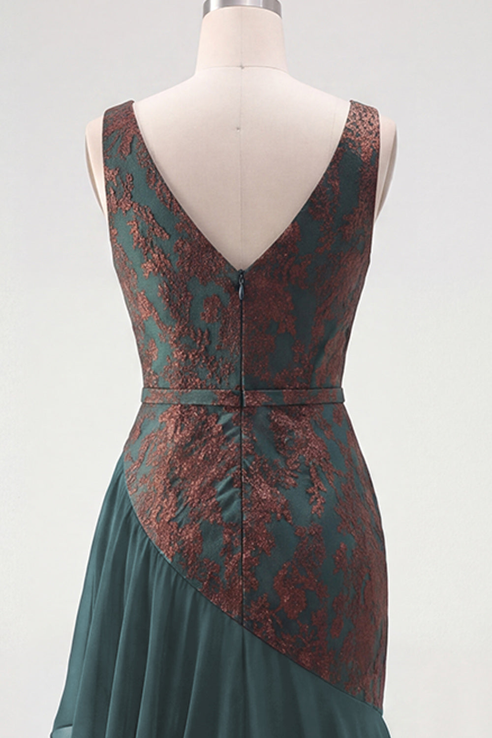 Dark Green Floral Mermaid V-Neck Ruched Long Velvet Holiday Dress