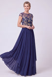 Green Beaded Illusion Boat Neck Cap Sleeves Chiffon Long Mother of the Bride Dress