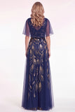 Green Tulle Beaded A Line Long Mother of the Bride Dress with Cape