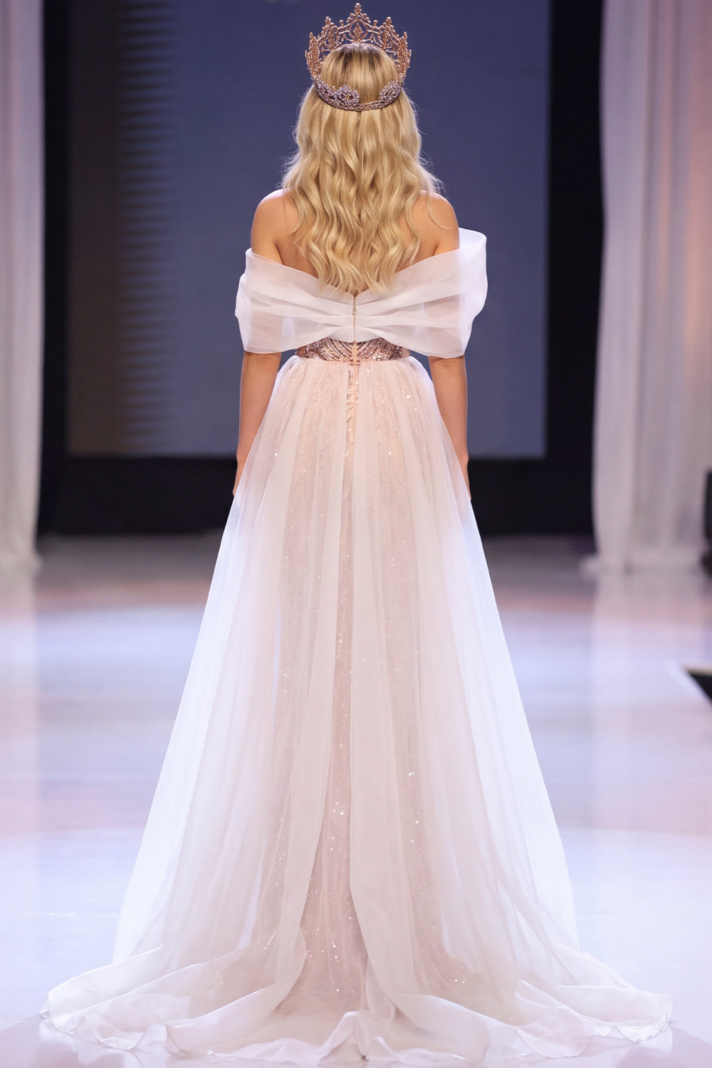 Sparkly Blush Sheath Ruched Sequin Floral Long Pageant Dress with Cape