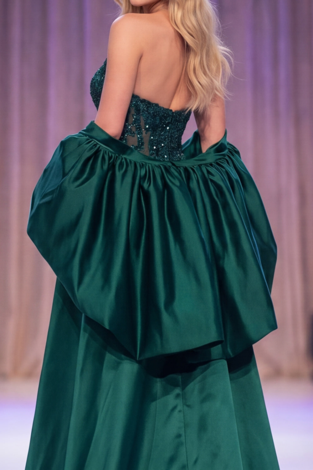 Sparkly Dark Green Mermaid Corset Sequin Long Pageant Dress with Cape