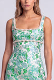 Light Blue Floral Tight Beaded Short Homecoming Dress with Slit