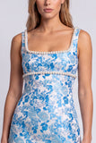 Light Blue Floral Tight Beaded Short Homecoming Dress with Slit
