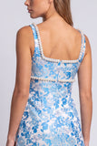 Light Blue Floral Tight Beaded Short Homecoming Dress with Slit