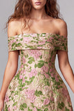 Champagne Jacquard A-Line Ruched Short Homecoming Dress with Bow
