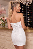 Sparkly Black Sequin Tight Strapless Short Homecoming Dress