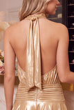Black Metallic A Line Halter Ruched Short Homecoming Dress